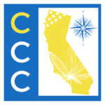 square blue CCC logo with yellow shape of california