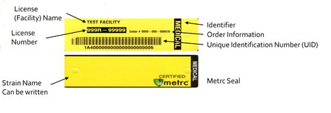 visual example of a metrc plant tag