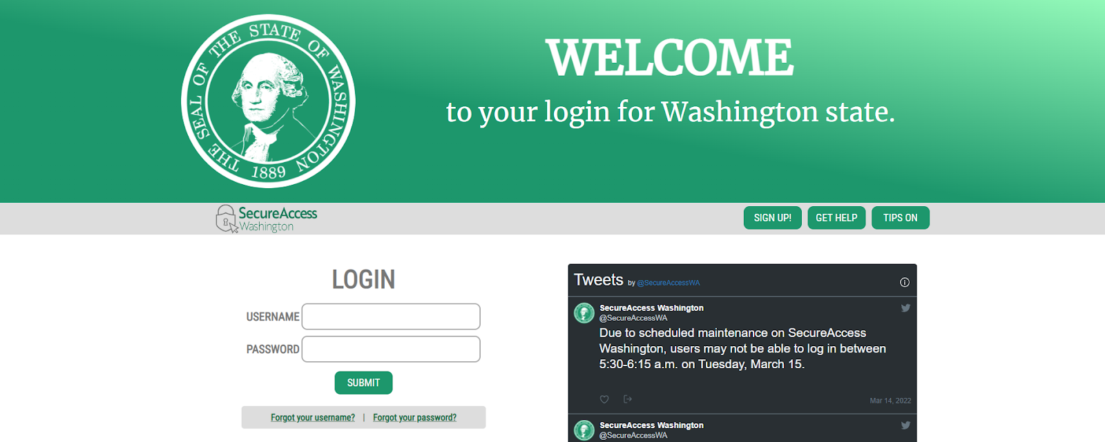 screenshot of CCR Welcome landing page
