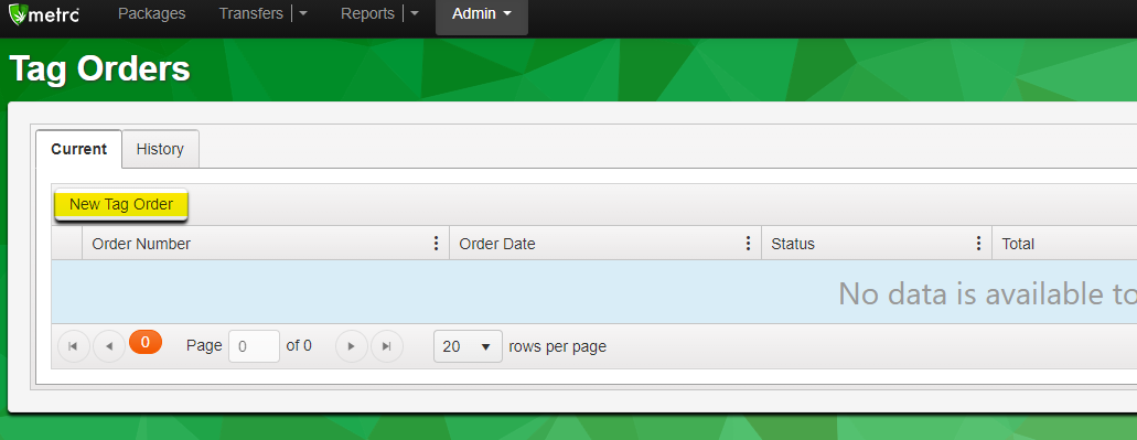 cropped screenshot of metrc uid tag orders page