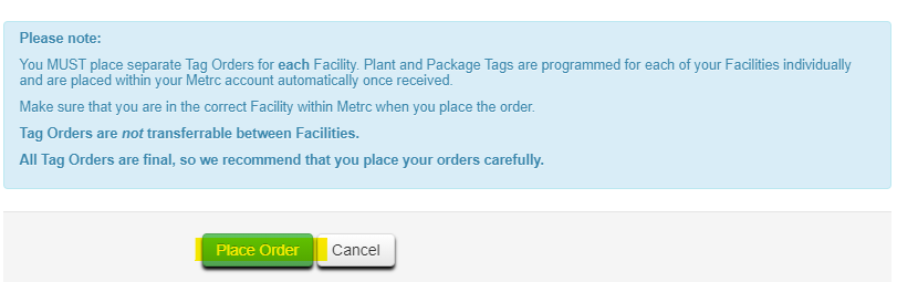 cropped screenshot of metrc uid plant tag order portal