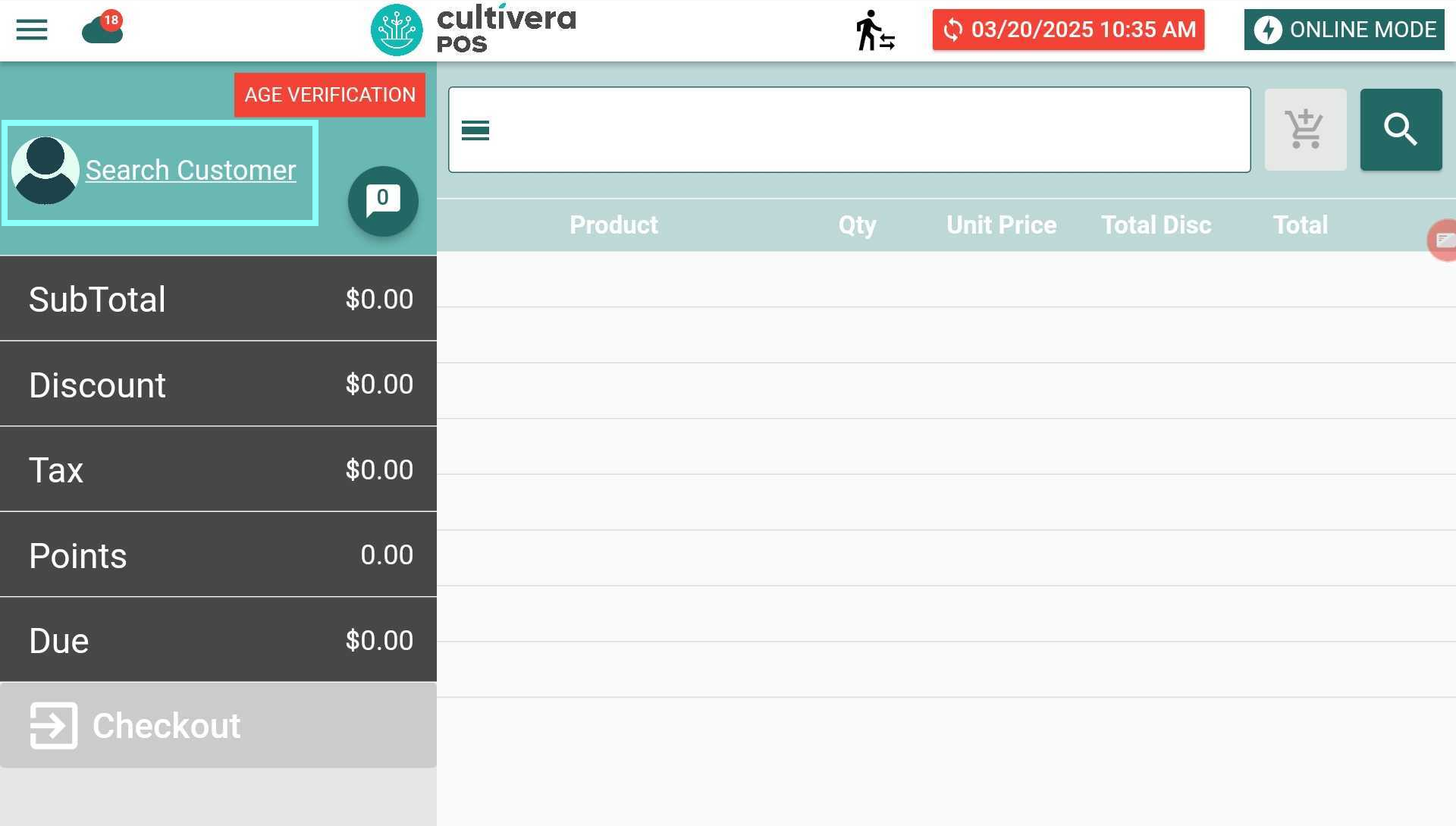 To begin a Customer search, select “Search Customer” at the upper left of the Terminal screen.