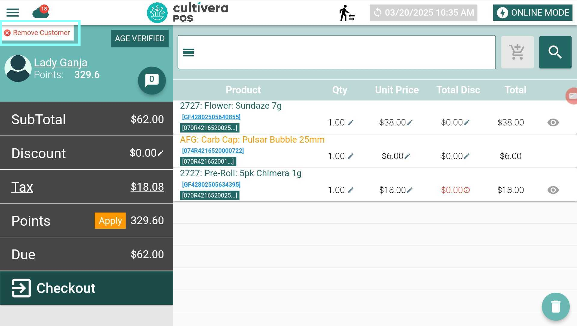 select the red "Remove Customer" button within the customer details box.