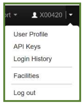 cropped screenshot of metrc menu options