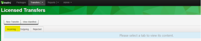 cropped screenshot of metrc licensed transfers page with "incoming" highlighted