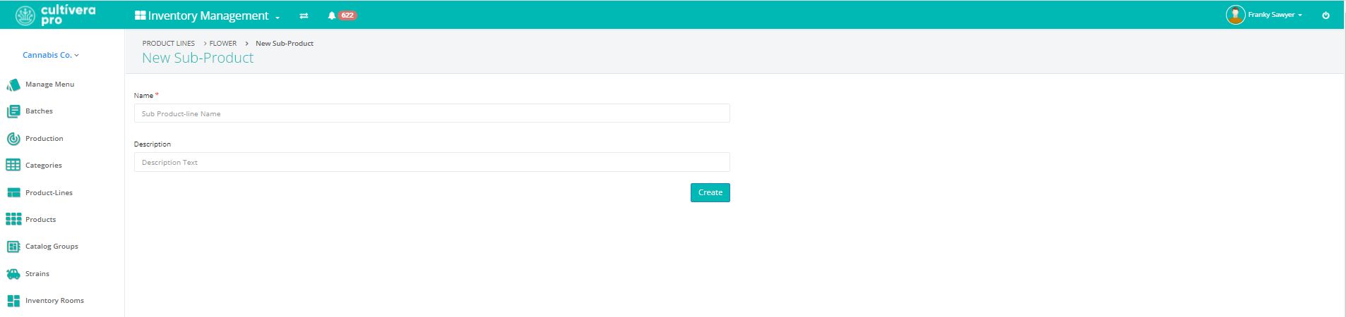 screenshot of sub-product line page in cultivera pro