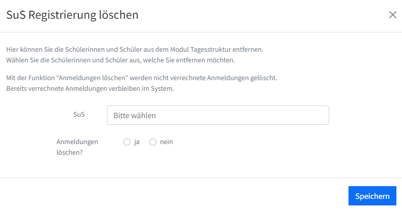 SuS Registrierung löschen