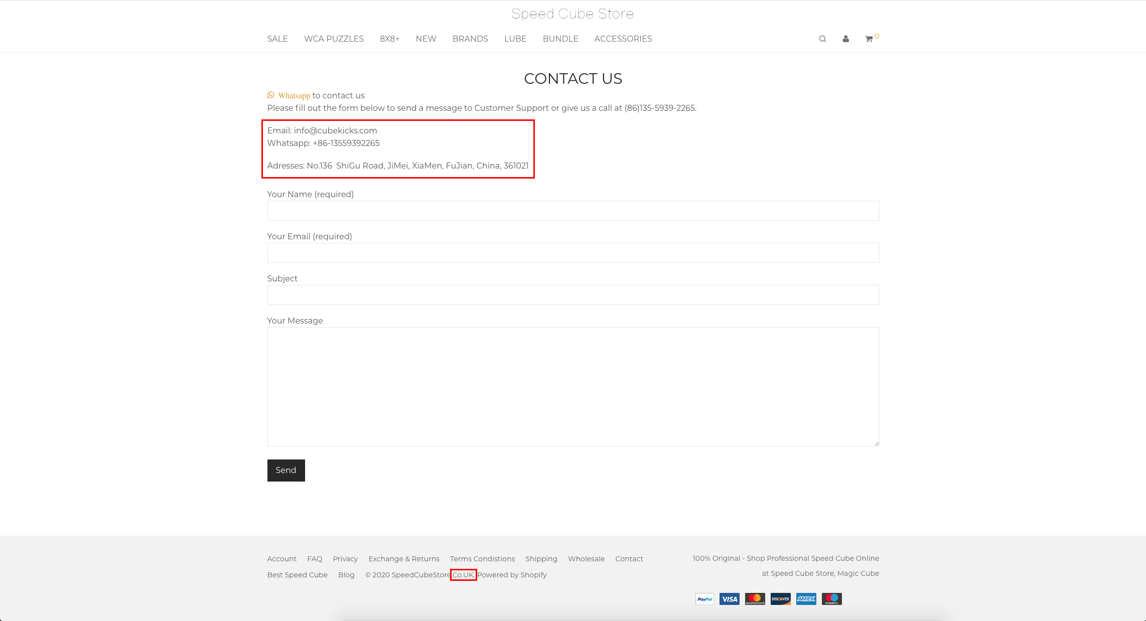speedcubestore.co.uk contact page