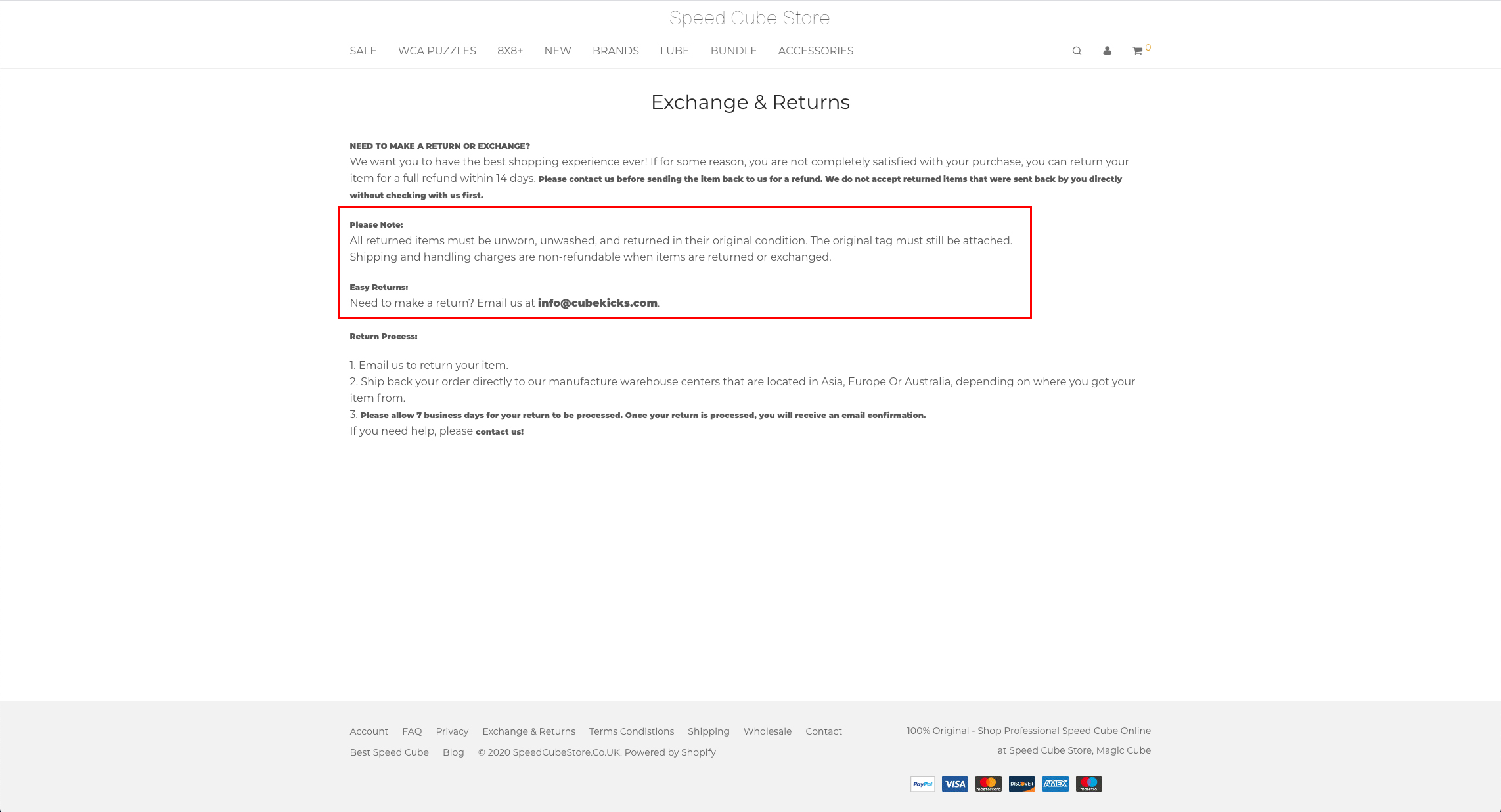 speedcubestore.co.uk return policy