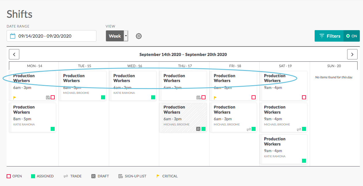 Calendar Filters Mobile Interface Shiftboard Support