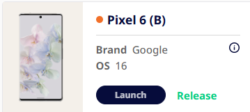 Device Lab page with a callout over the Launch button under a device.