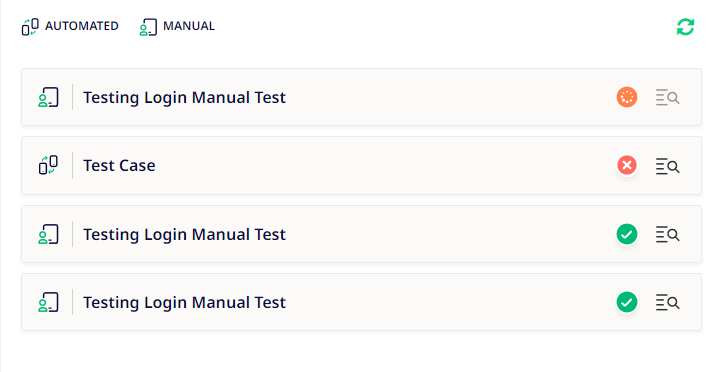 Device Lab results list. 