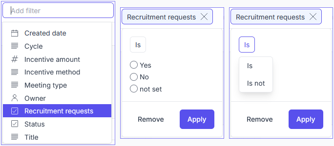 Recruitment request filter