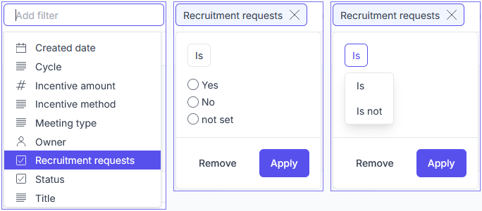 Recruitment request filter