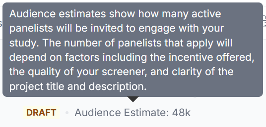 Image showing the estimated audience count for a recruitment request.