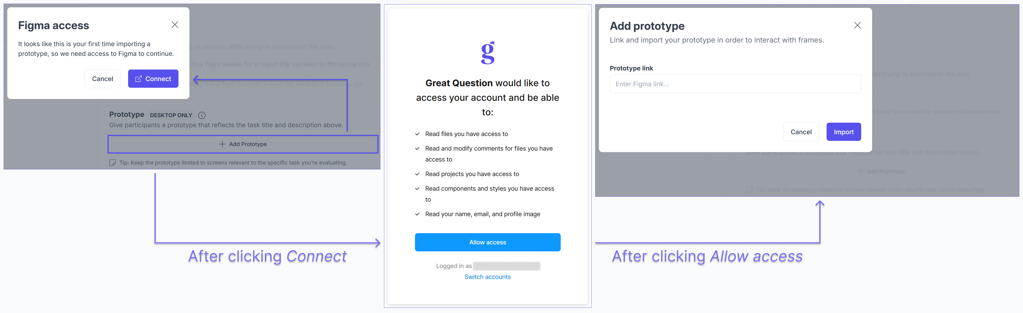 Add prototype with Figma access flow