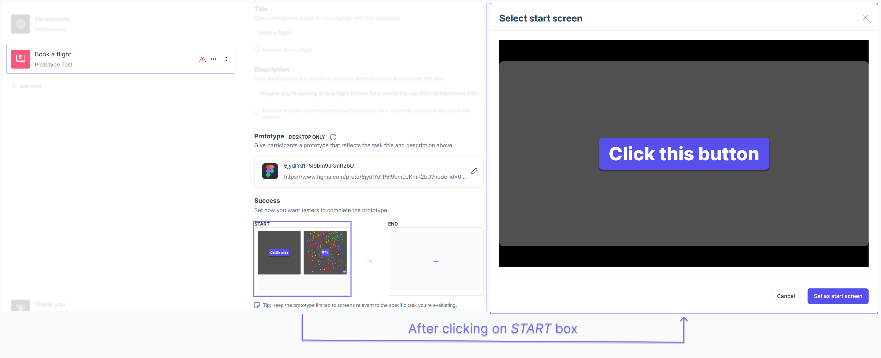 Prototype Success Start view