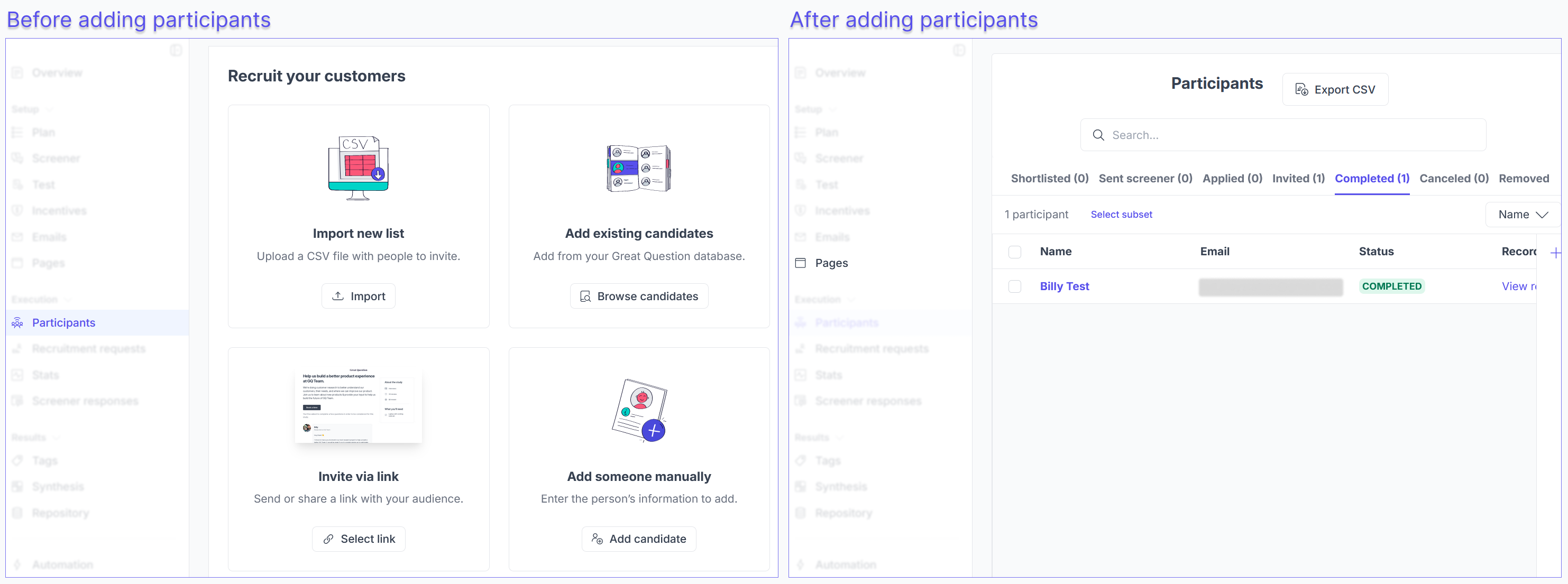 Unmoderated participants view