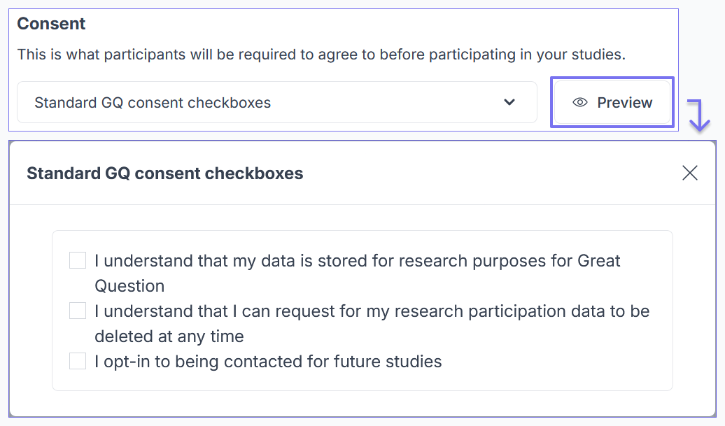 Consent form selection