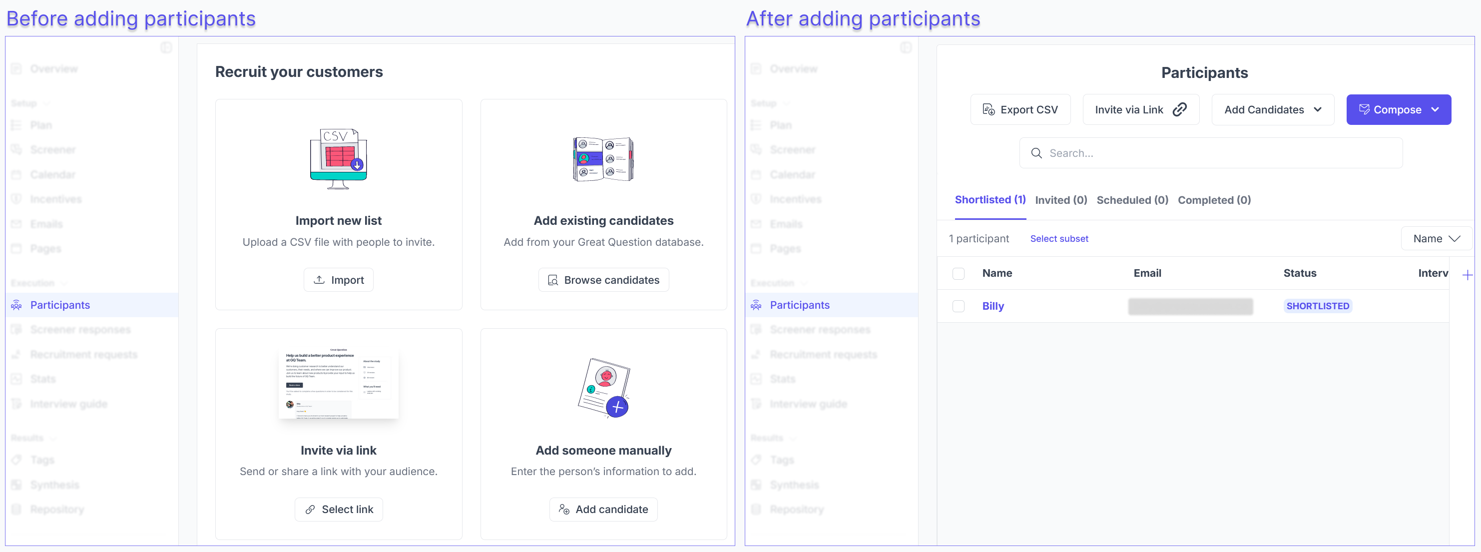 Continuous participants view