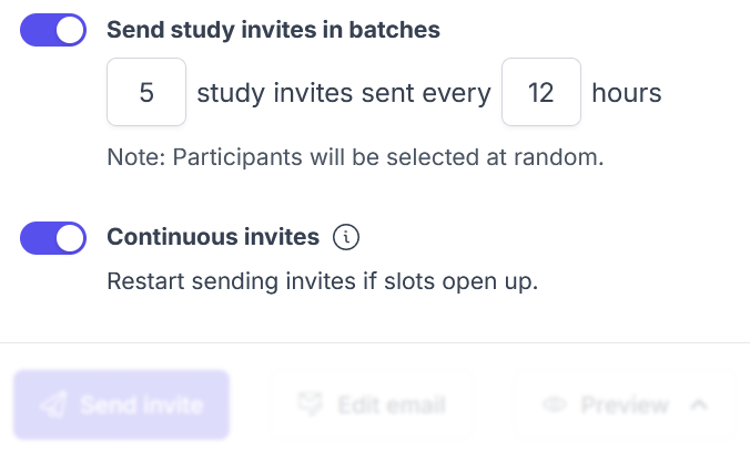 Participant email send options