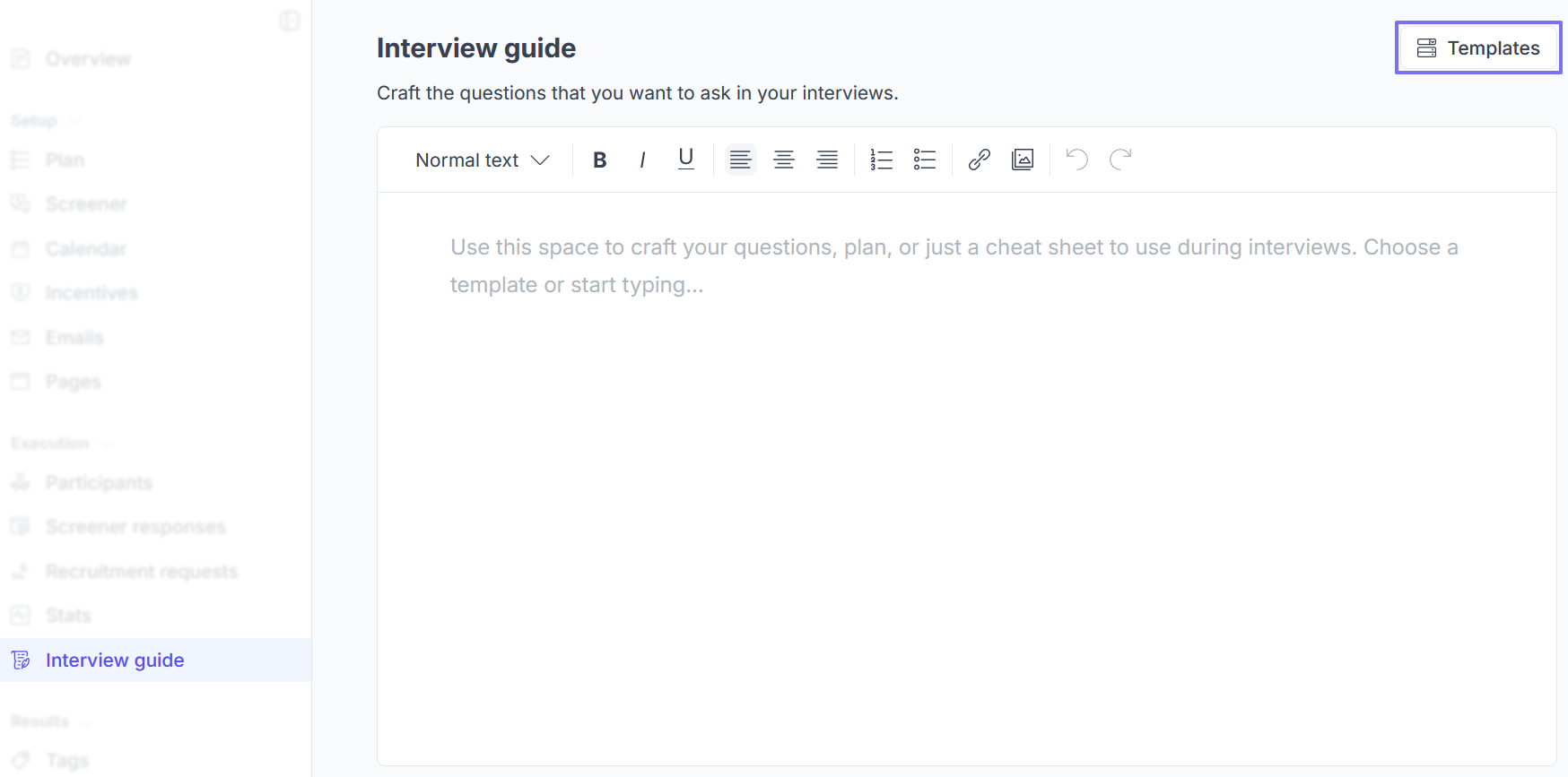 Interview guide view