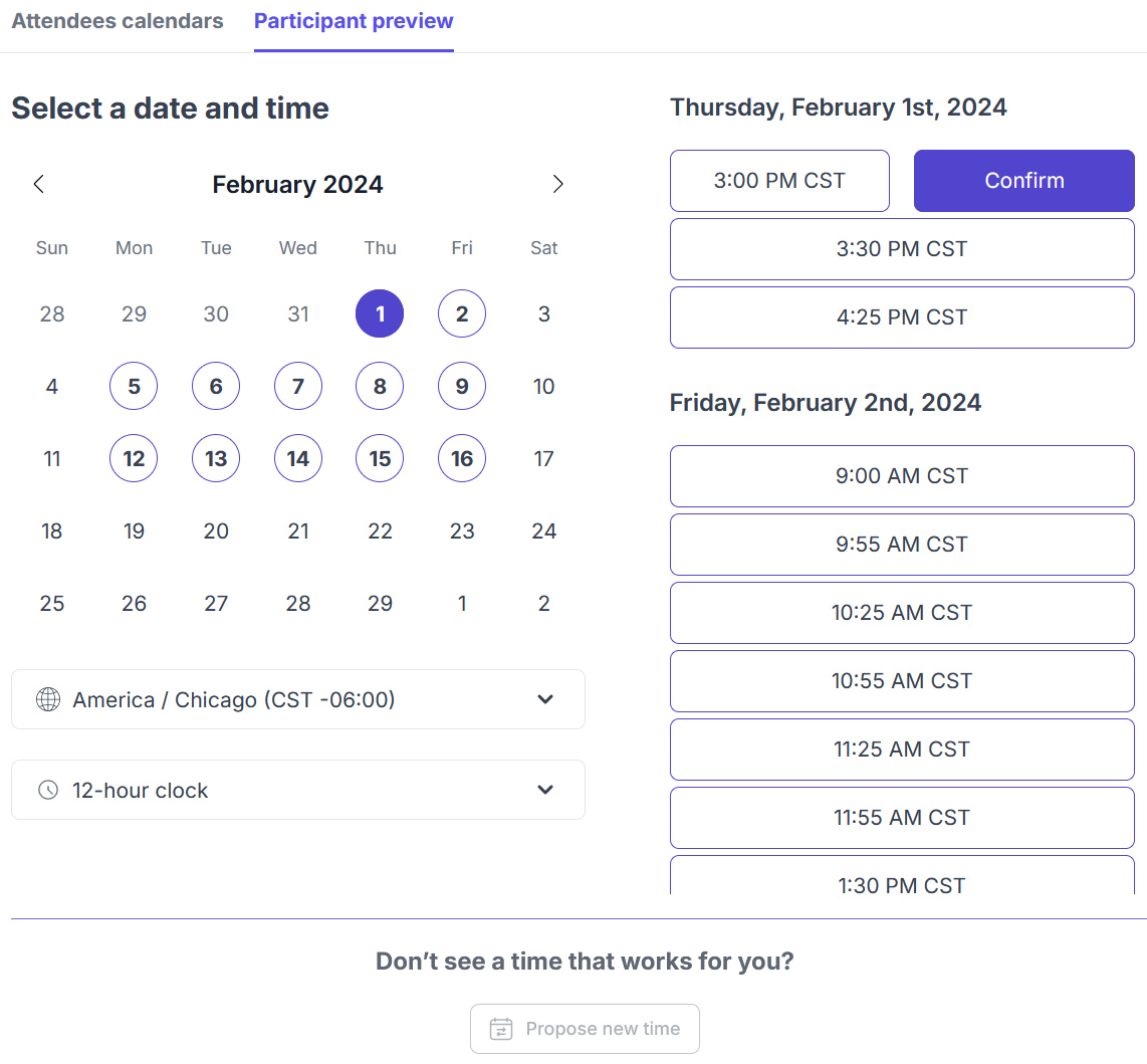 Scheduler participant view