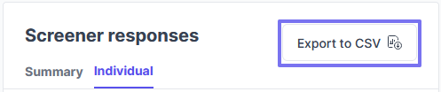 Screener response export button