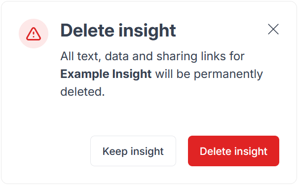 Insight delete modal