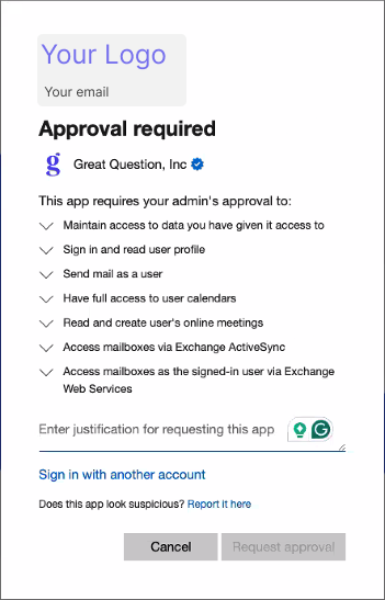 Example approval request