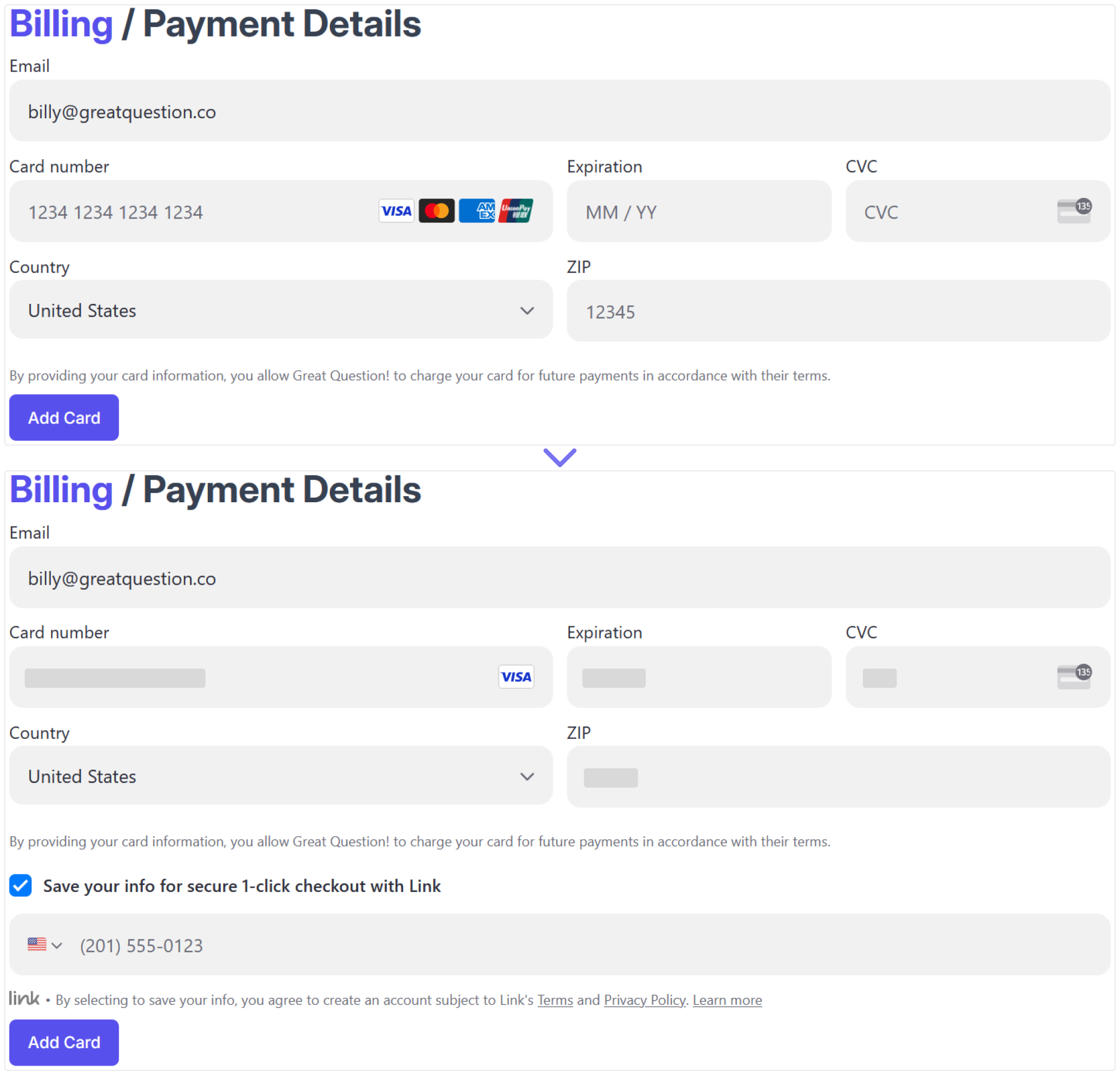 Adding payment methods