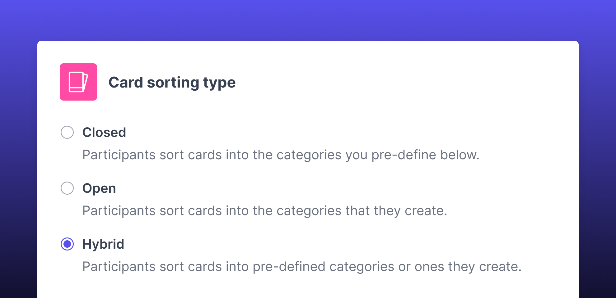 Example of hybrid cart sort option available