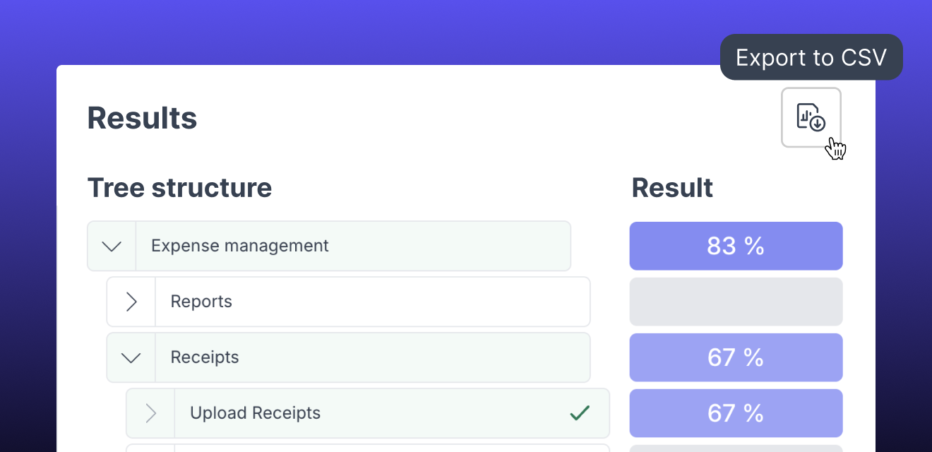 Example of the new CSV export flow for unmoderated tests.