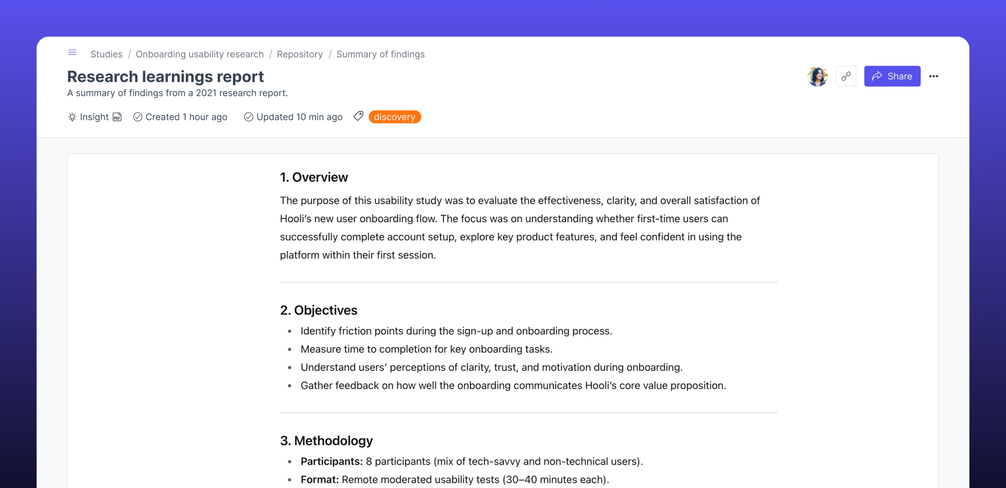 Example of PDF insights.