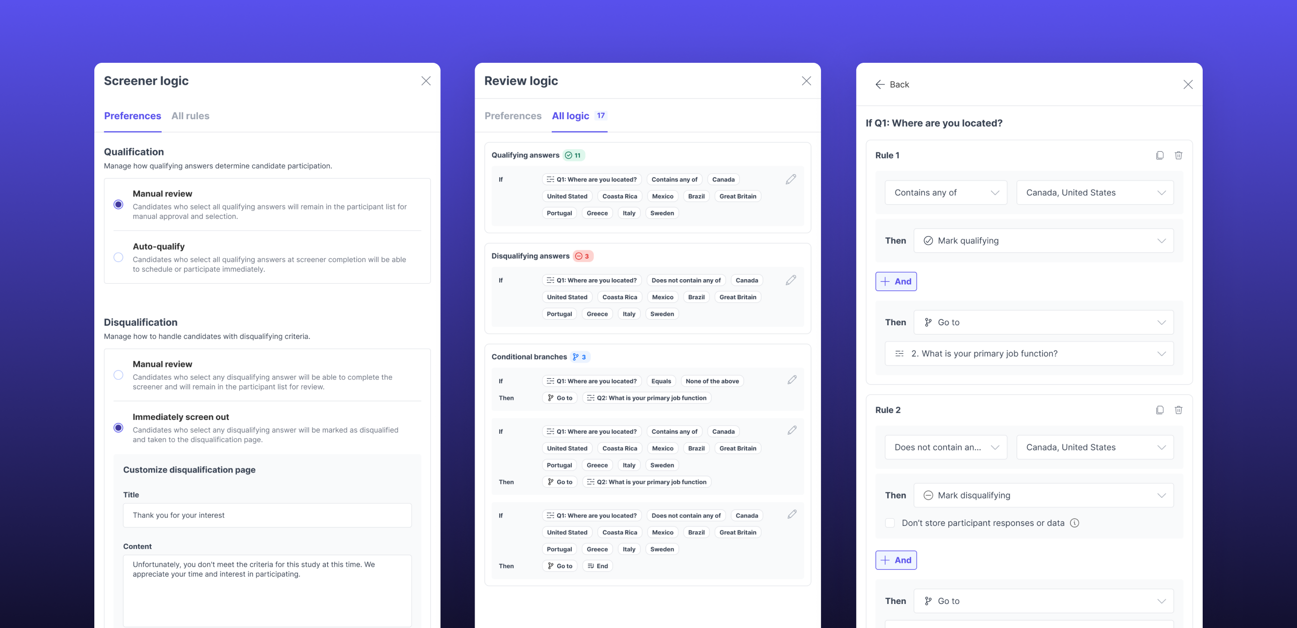 Example of the new screener logic.