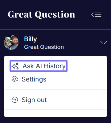 Ask AI Chat menu