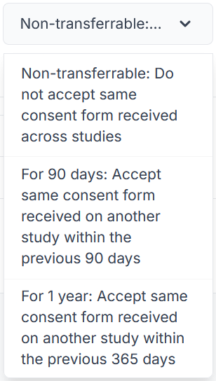 Consent transfer settings