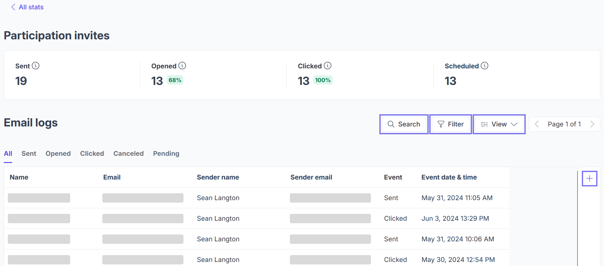 Email Logs Table