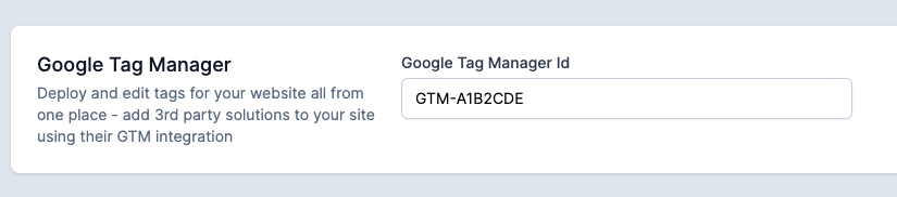 The GTM token is pasted in to the GTM box in supapass analytics