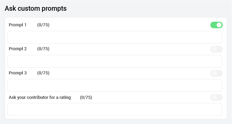 Custom prompts questions