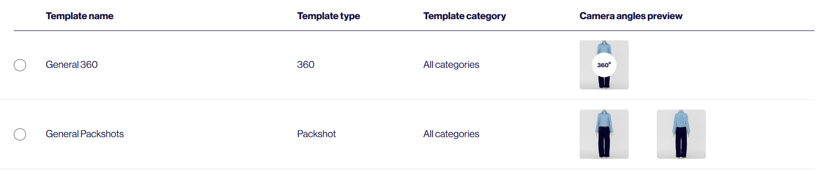 Select a Template from the list