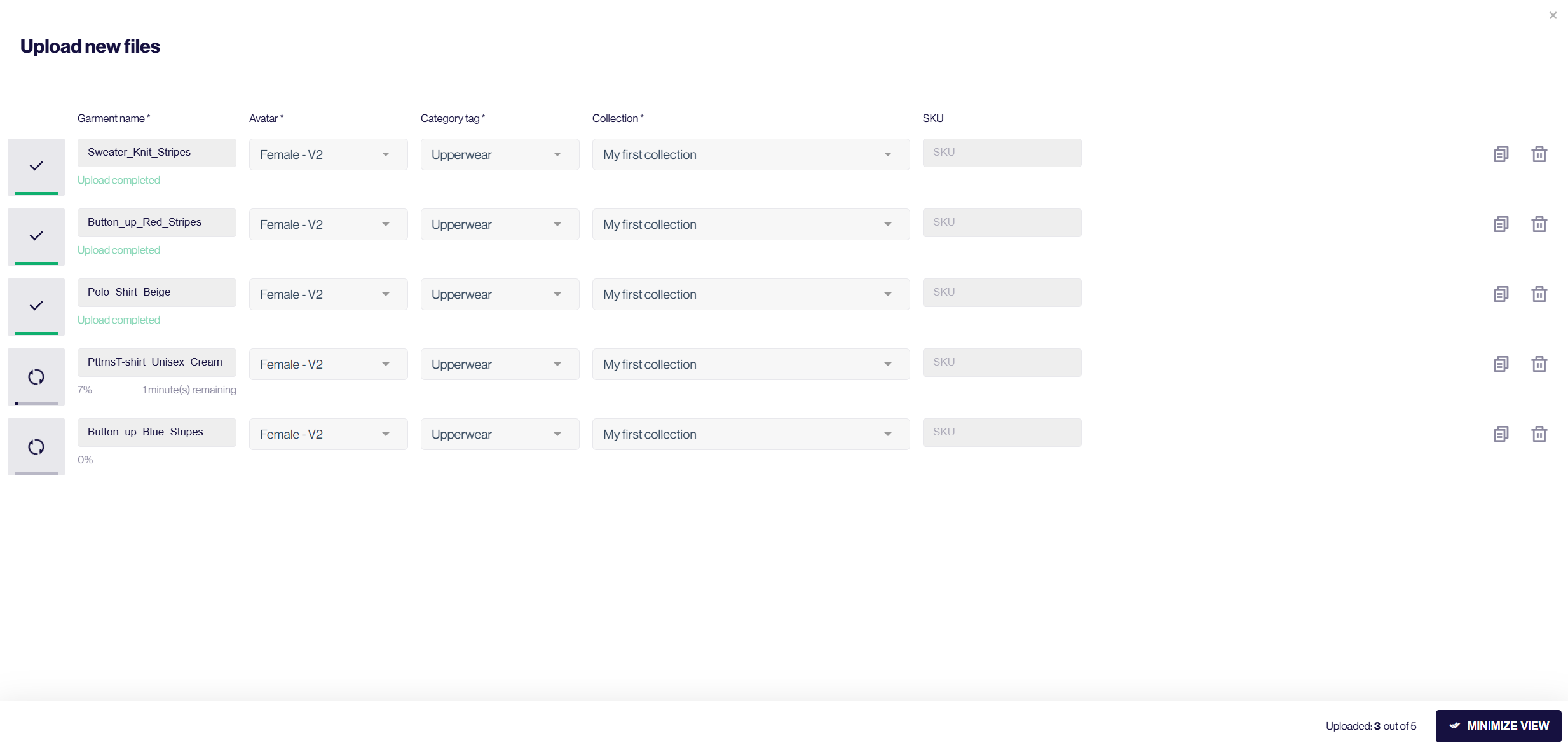 Upload your garment CLO or GLB file