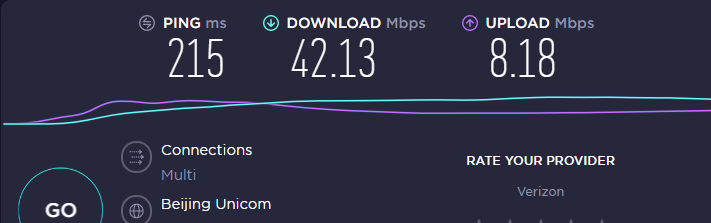 internet speed test result