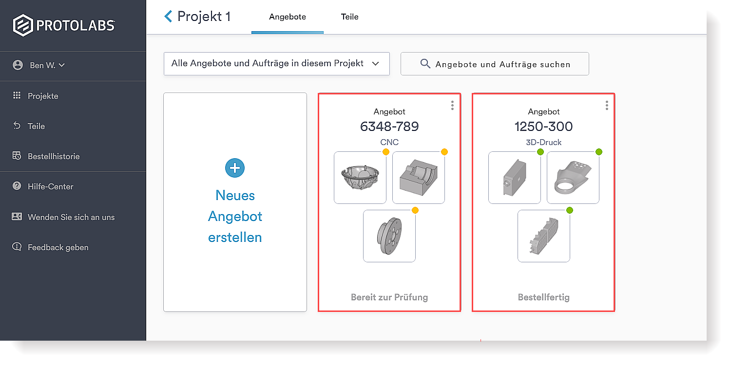 Projekte enthalten Angebote