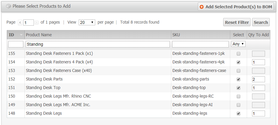 BOM Create View adding Components