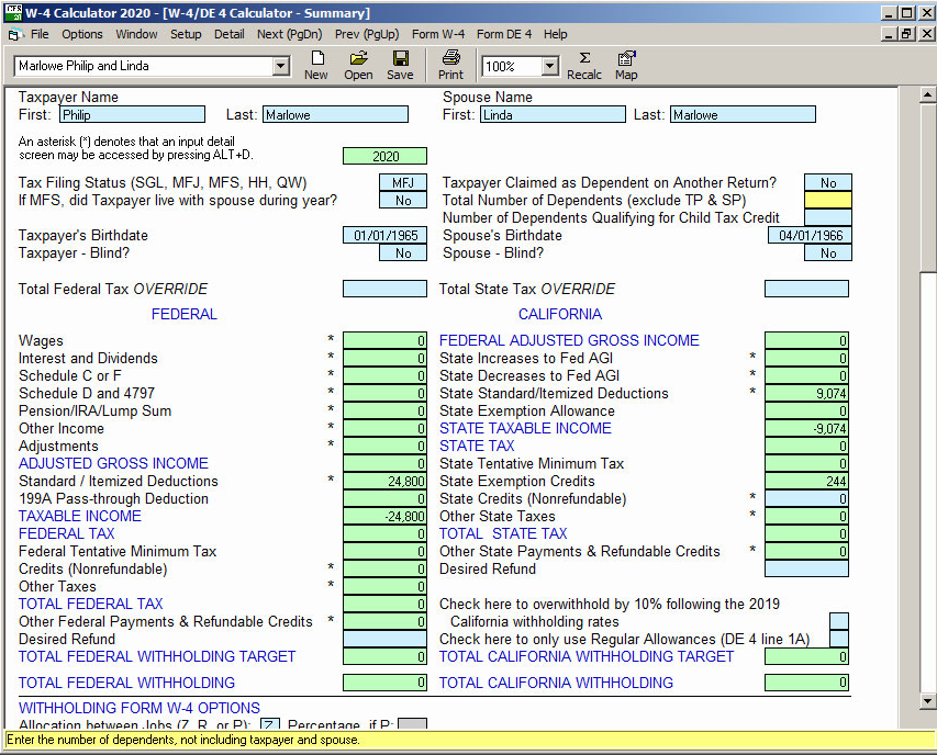 W4 Calculator CFS Tax Software, Inc.