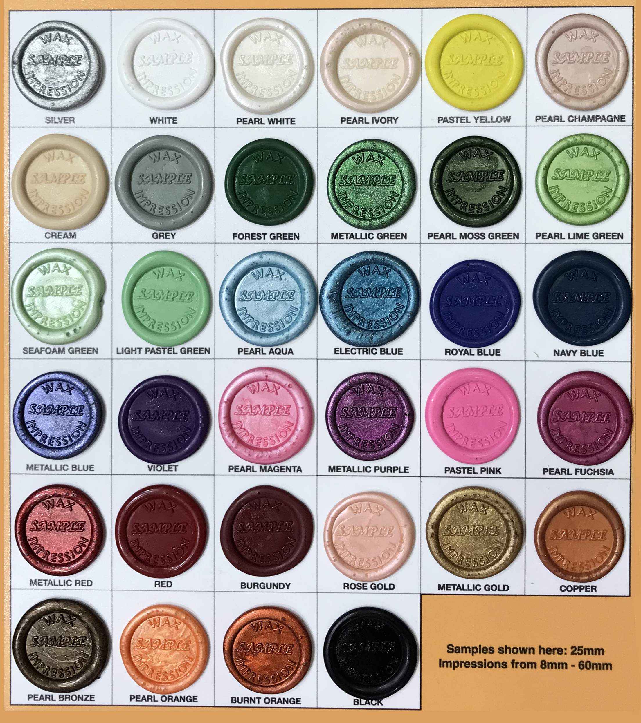 Wax Seals Wax Seal Colours Mount Street Printers Help FAQ