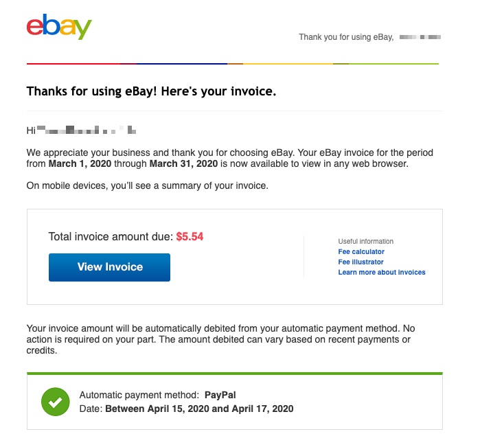 ebay fees invoice