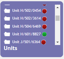 Units tile showing unit sign off