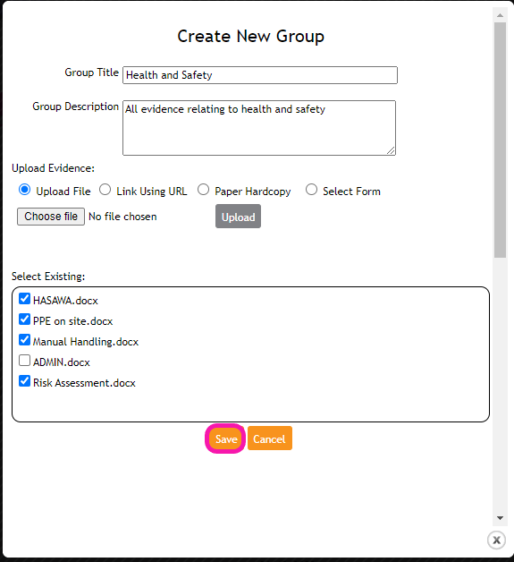 new group folder - save